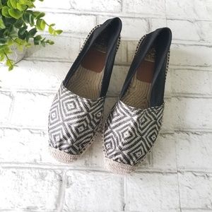 kanna Black and Cream Patterned Espadrille Flats